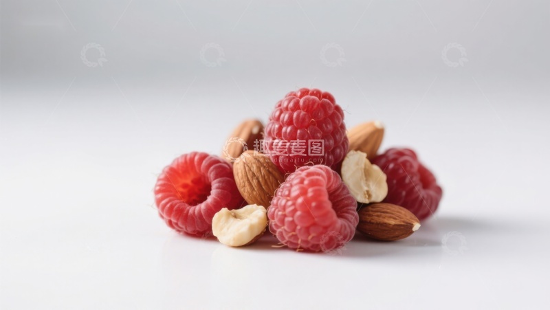 高清大图下载【趣麦麦图】新鲜覆盆子与坚果的组合