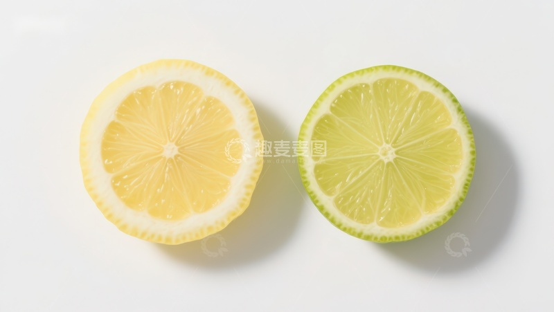 高清大图下载【趣麦麦图】柠檬与青柠切片对比