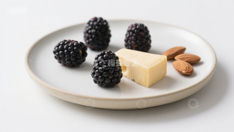 高清大图下载【趣麦麦图】黑莓、杏仁与奶酪的简约组合