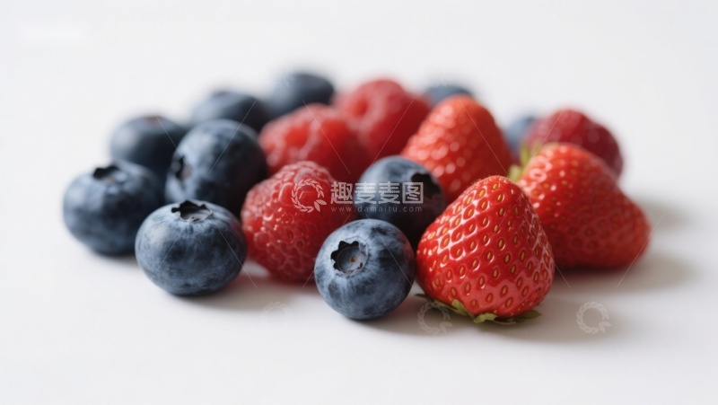 高清大图下载【趣麦麦图】新鲜蓝莓、覆盆子与草莓的组合