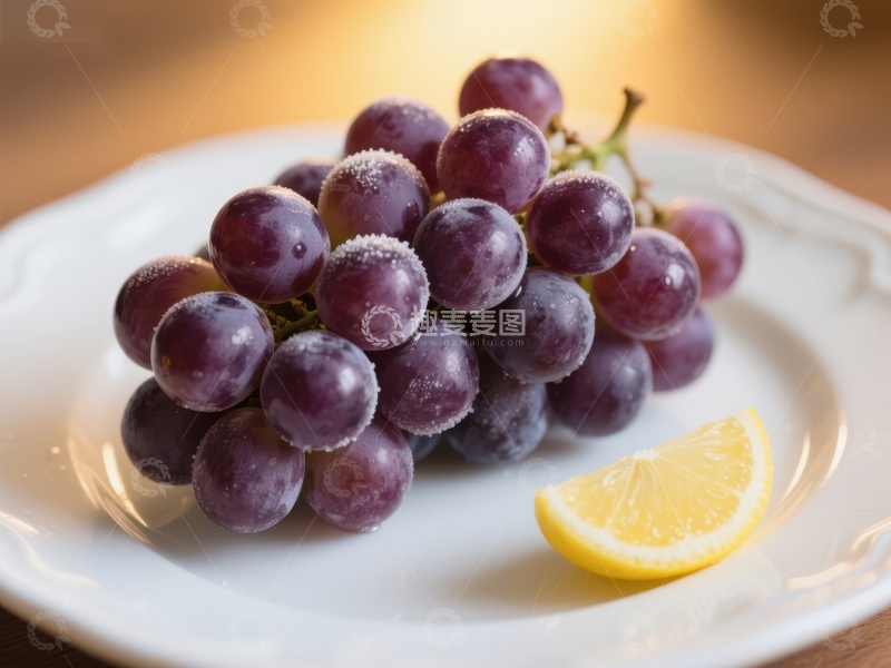高清大图下载【趣麦麦图】新鲜葡萄与柠檬片