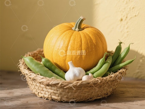 篮子里的南瓜与蔬菜