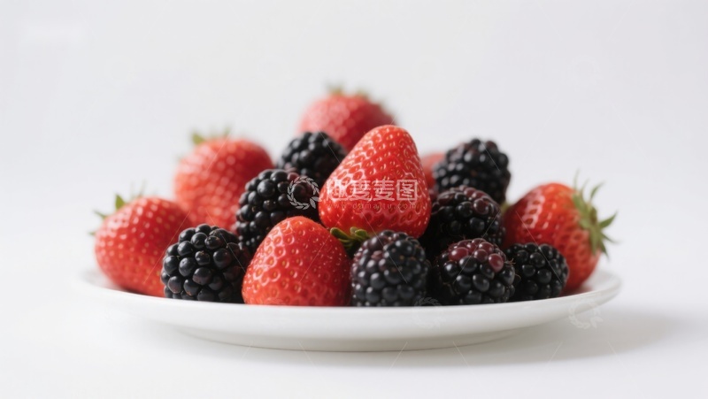 高清大图下载【趣麦麦图】新鲜草莓与黑莓的诱人组合