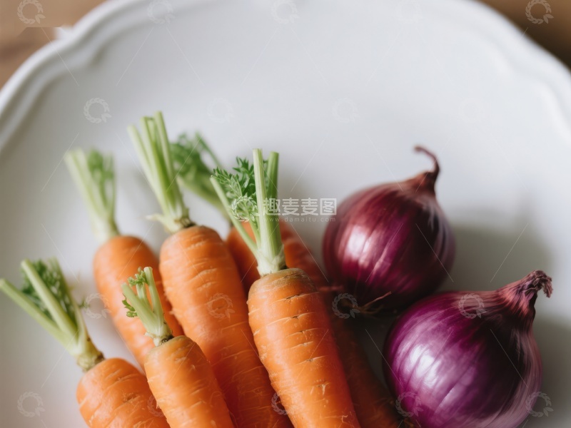 高清大图下载【趣麦麦图】新鲜胡萝卜与洋葱的组合