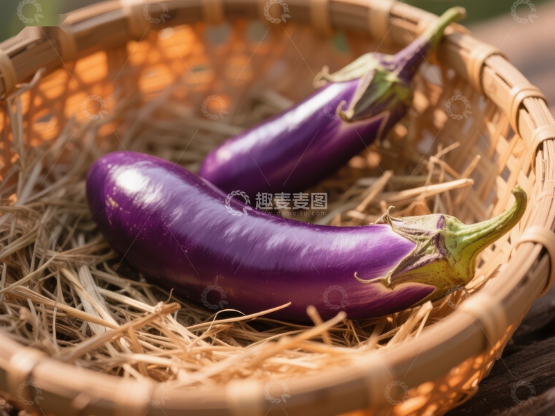 高清大图下载【趣麦麦图】篮中紫茄，自然静谧