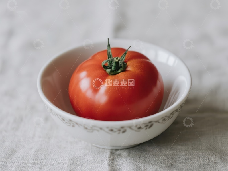 高清大图下载【趣麦麦图】新鲜番茄置于白色瓷碗中