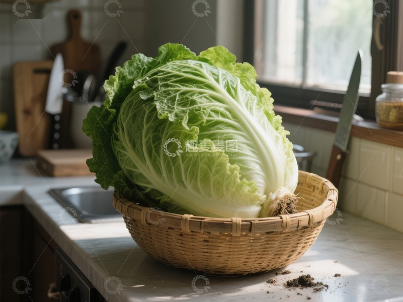 高清大图下载【趣麦麦图】厨房台面上的卷心菜