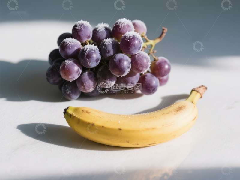 高清大图下载【趣麦麦图】阳光下的葡萄与香蕉