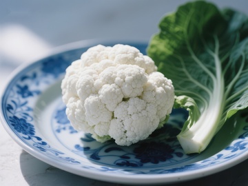 盘中的花椰菜与青菜