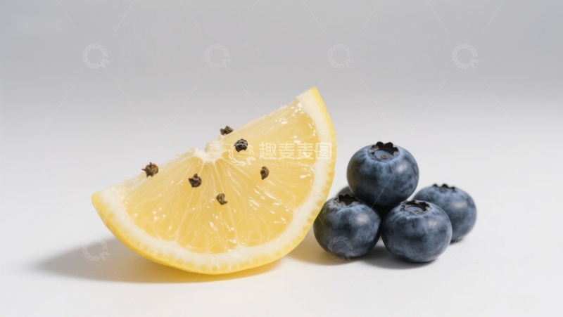 高清大图下载【趣麦麦图】柠檬片与蓝莓的清新组合