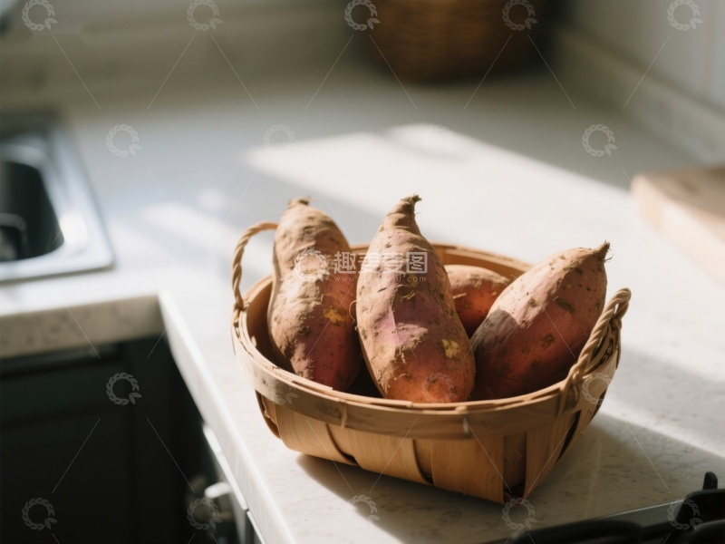 高清大图下载【趣麦麦图】篮子里的红薯
