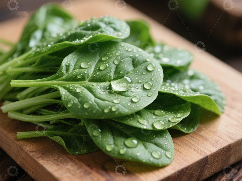 高清大图下载【趣麦麦图】新鲜菠菜上的水珠特写