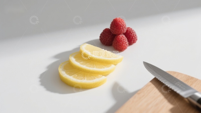高清大图下载【趣麦麦图】柠檬片与覆盆子的清新组合