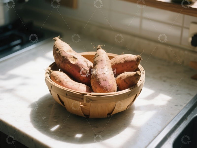 高清大图下载【趣麦麦图】竹篮中的红薯