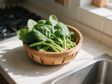 厨房窗边的菠菜篮