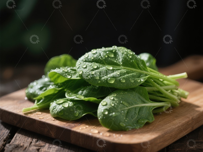 高清大图下载【趣麦麦图】新鲜菠菜叶上的水珠