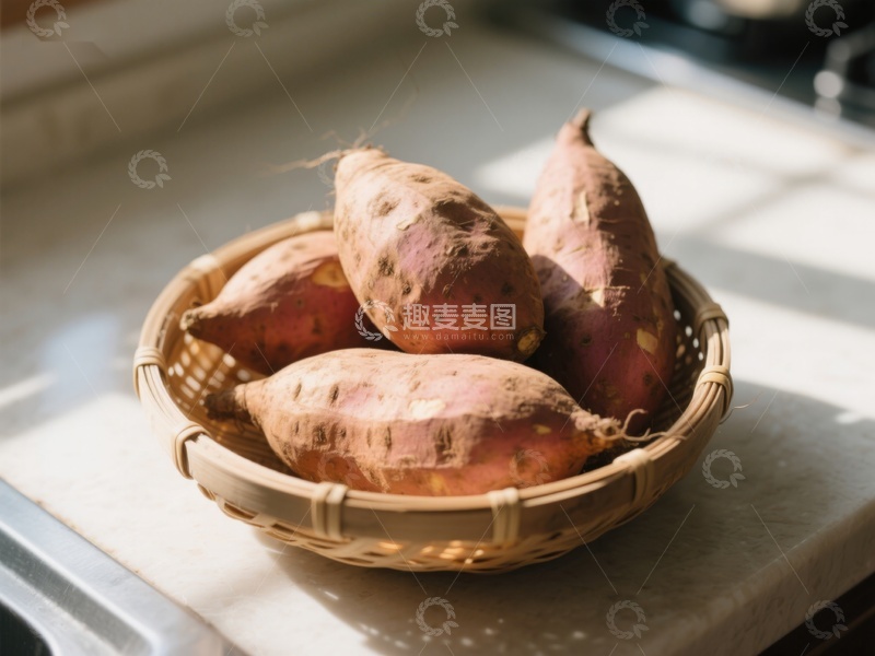 高清大图下载【趣麦麦图】竹篮中的红薯