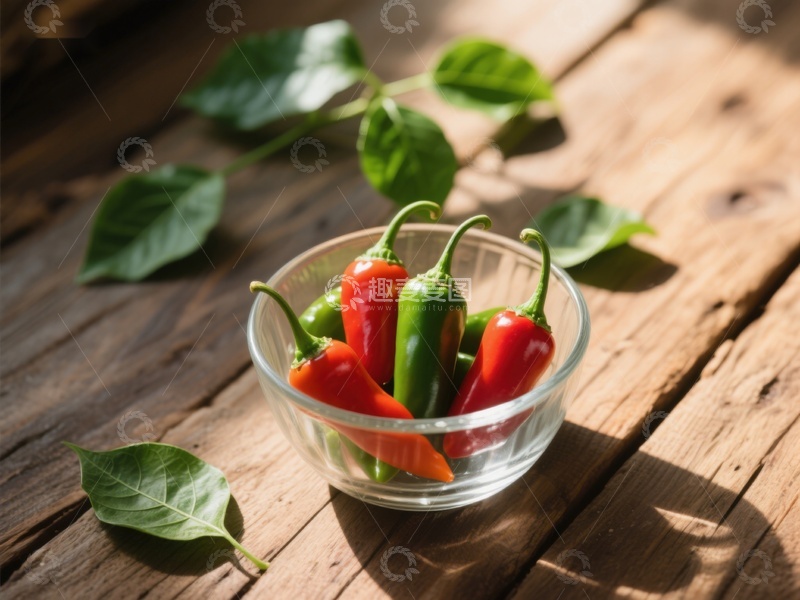 高清大图下载【趣麦麦图】玻璃碗中的多彩辣椒