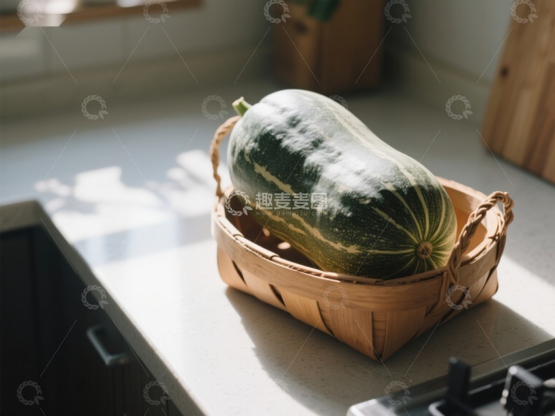 高清大图下载【趣麦麦图】篮子里的绿色南瓜