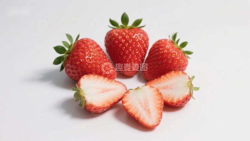 高清大图下载【趣麦麦图】新鲜草莓与切片展示