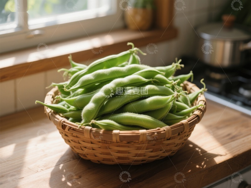 高清大图下载【趣麦麦图】篮子里的新鲜蚕豆