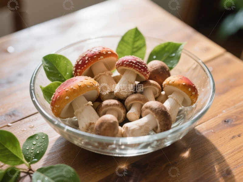 高清大图下载【趣麦麦图】玻璃碗中的橙顶蘑菇