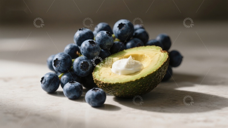 高清大图下载【趣麦麦图】蓝莓与切开的牛油果