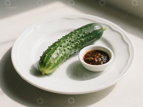 青瓜配酱碟，简约美食摆盘