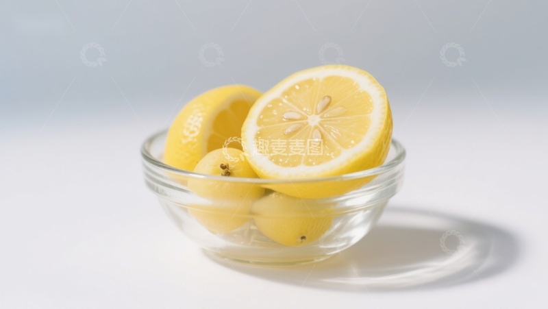 高清大图下载【趣麦麦图】透明碗中的新鲜柠檬