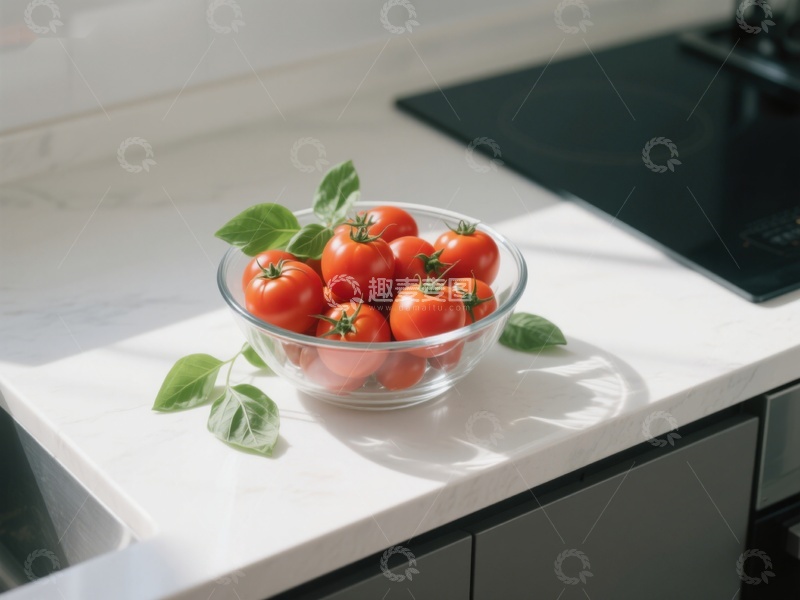 高清大图下载【趣麦麦图】厨房台面上的番茄碗