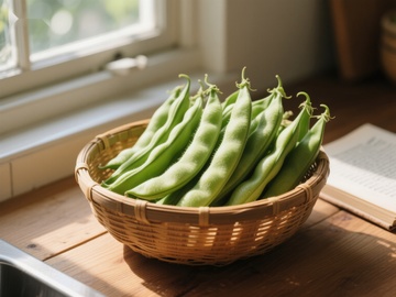 篮子里的绿色豆荚