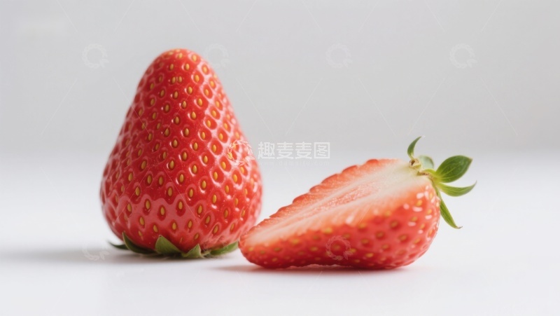 高清大图下载【趣麦麦图】新鲜草莓与切片展示