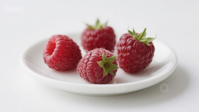 高清大图下载【趣麦麦图】新鲜覆盆子置于白色碟中
