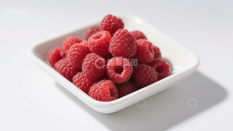 高清大图下载【趣麦麦图】新鲜覆盆子盛于白色小碟