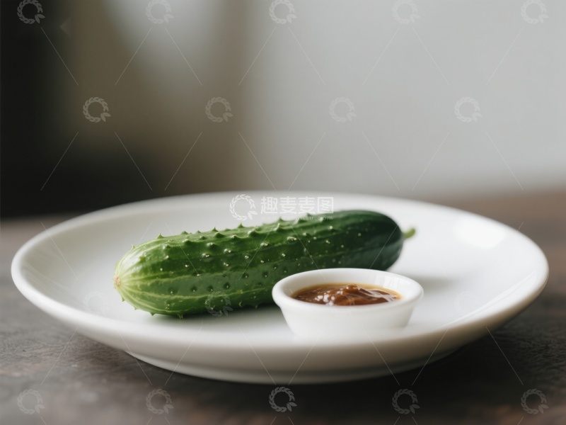 高清大图下载【趣麦麦图】盘中黄瓜配酱碟