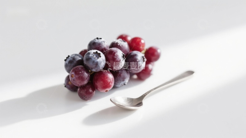 高清大图下载【趣麦麦图】葡萄与勺子的静物组合