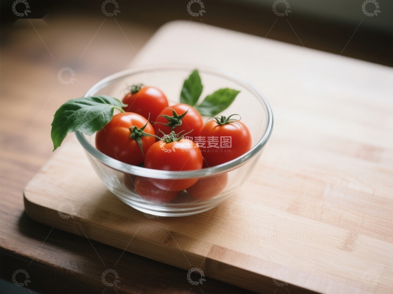 高清大图下载【趣麦麦图】透明碗中的新鲜樱桃番茄