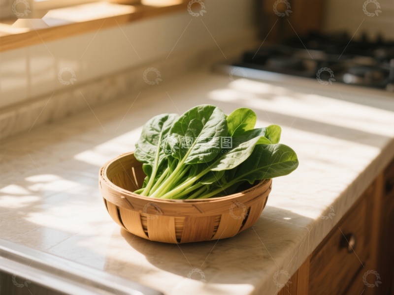 高清大图下载【趣麦麦图】阳光下的新鲜菠菜