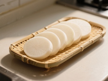 竹篮中的切片白萝卜