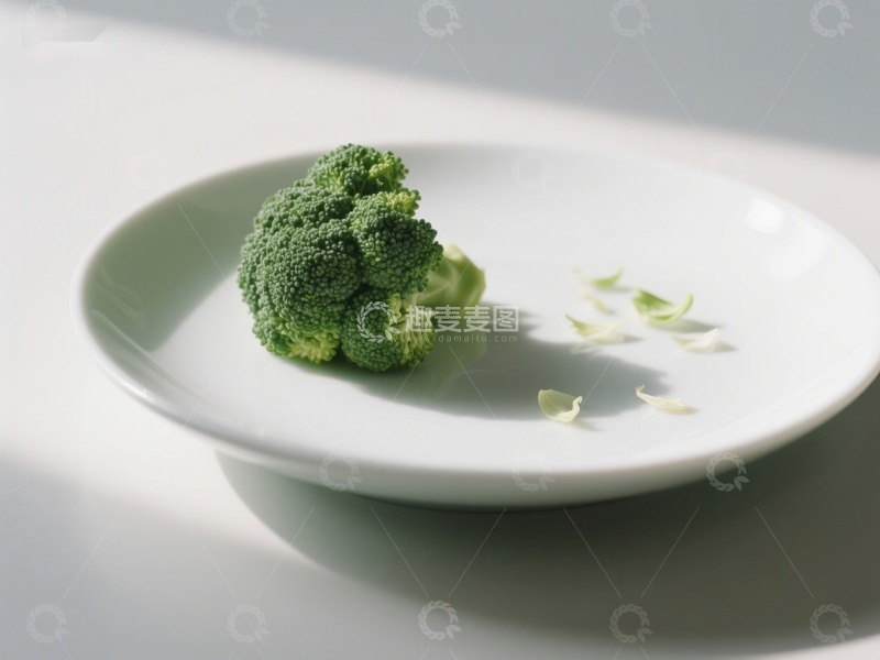 高清大图下载【趣麦麦图】盘中的西兰花与花瓣