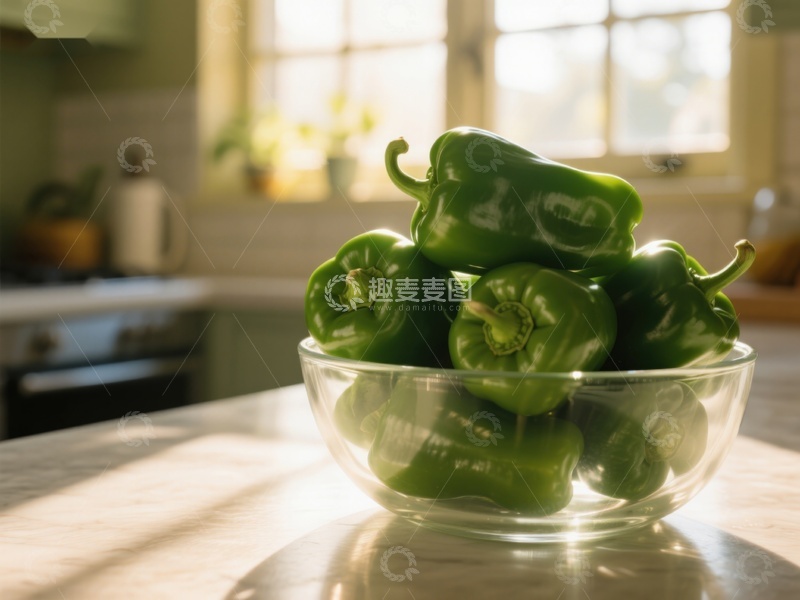 高清大图下载【趣麦麦图】阳光下的青椒碗