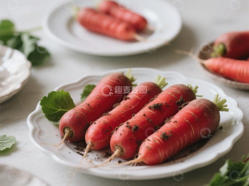 高清大图下载【趣麦麦图】新鲜胡萝卜摆盘展示