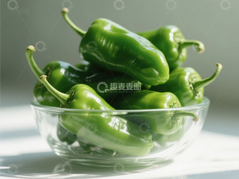 高清大图下载【趣麦麦图】玻璃碗中的青椒