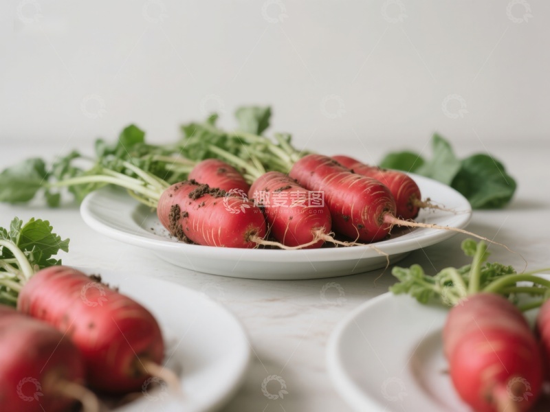 高清大图下载【趣麦麦图】新鲜红萝卜盘中陈列