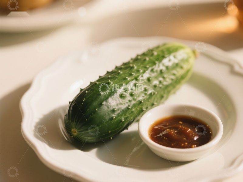 高清大图下载【趣麦麦图】新鲜黄瓜配酱碟