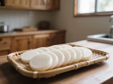 竹篮盛放的白萝卜片