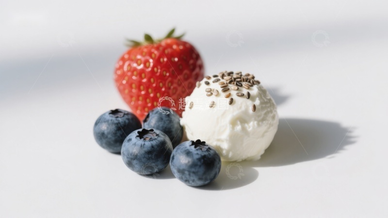 高清大图下载【趣麦麦图】新鲜草莓蓝莓配酸奶球