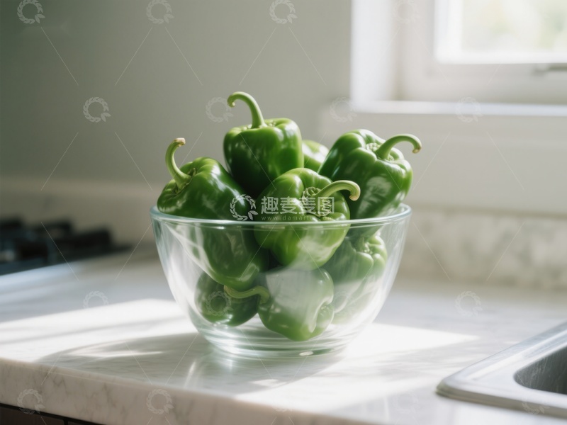 高清大图下载【趣麦麦图】-阳光下的青椒碗