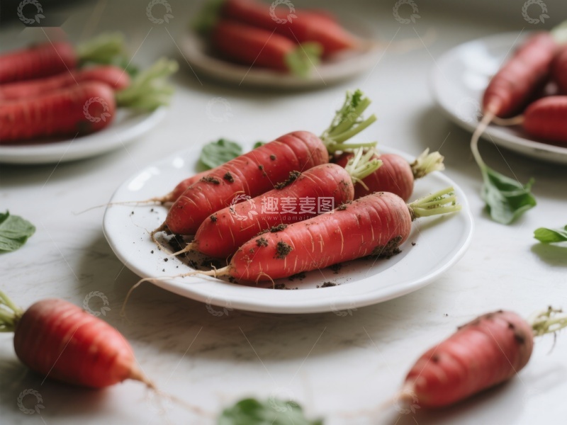 高清大图下载【趣麦麦图】新鲜胡萝卜摆盘展示