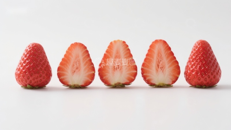 高清大图下载【趣麦麦图】新鲜草莓切面展示